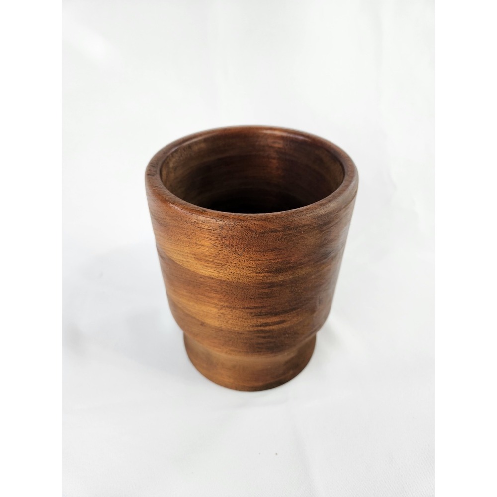 Vintage MCM Wood Planter Vase Handcrafted Hand Turned Plant Holder Unique Decor